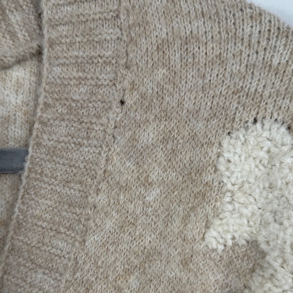 Altar'd State Tan Cardigan & Cream Bows. Oversized Small. Defect small hole - Picture 6 of 6